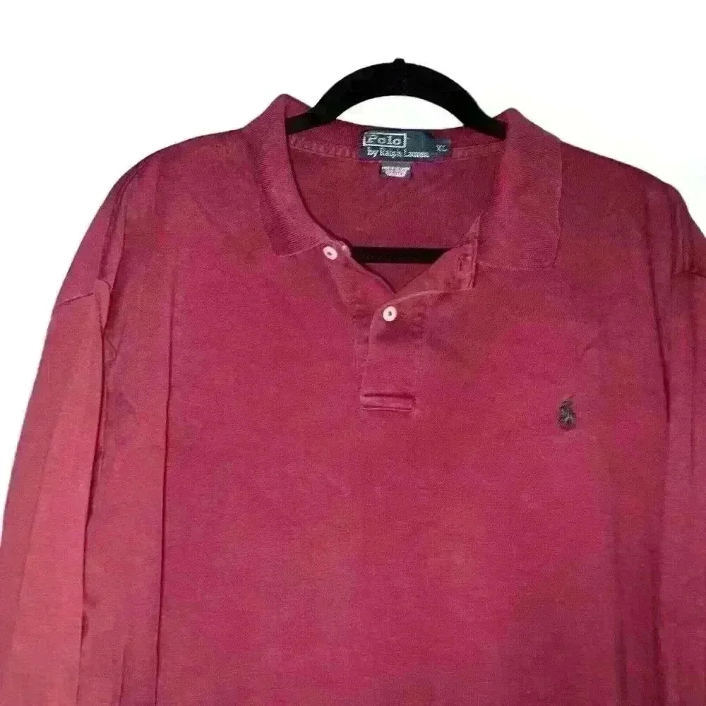 VTG Polo Ralph Lauren Sz XL Maroon Collared Pull Over Shirt Preppy Casual - Picture 3 of 10